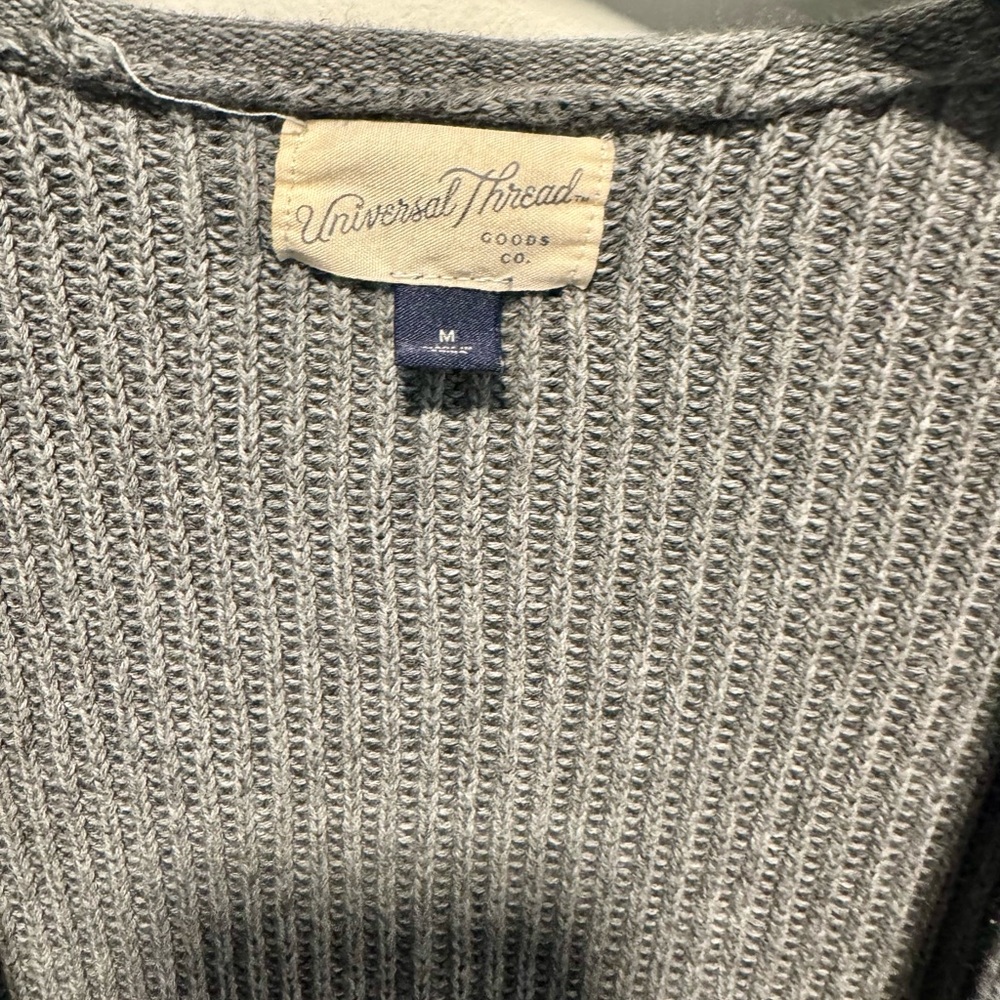 Universal Thread Gray Ribbed Open-Front Cardigan - Picture 3 of 4
